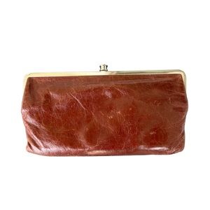 Brown leather Lauren hobo wallet